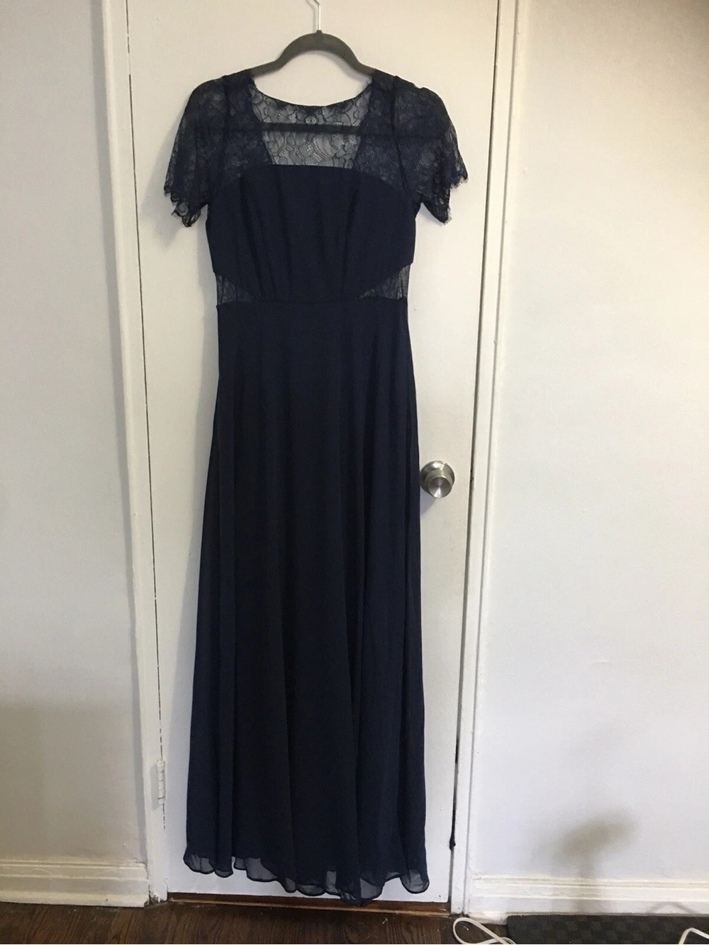 ASOS Navy Lace-Trim Maxi Dress